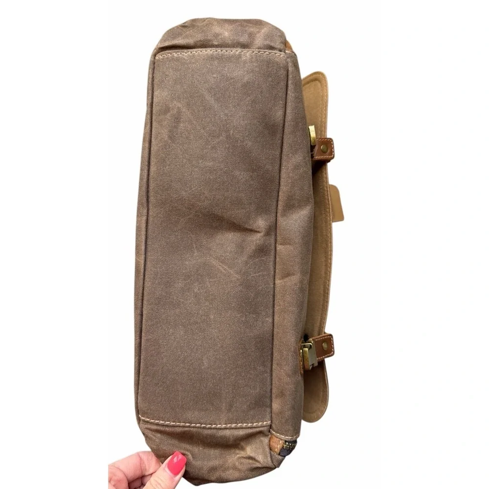 ZB Messenger Bag Canvas-‎ Leather- Waterproof- Adjustable Strap Brown